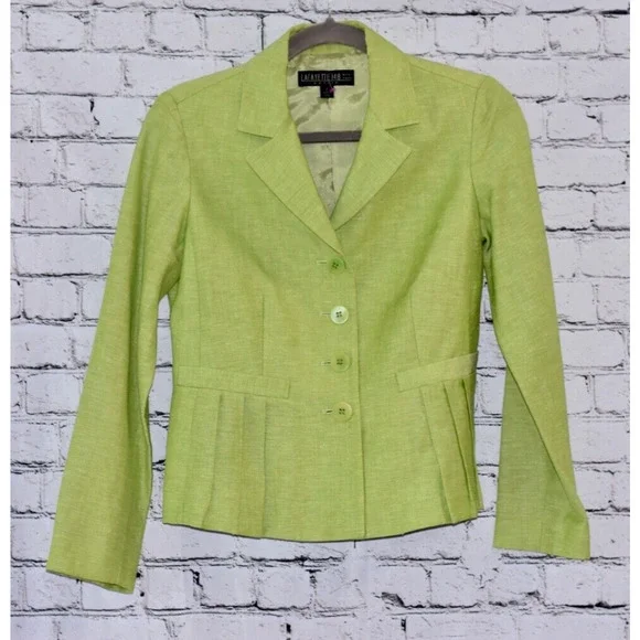 LAFAYETTE 148 New York Couture Wool / Linen Jacket Skirt Suit Size 2/6 Petite